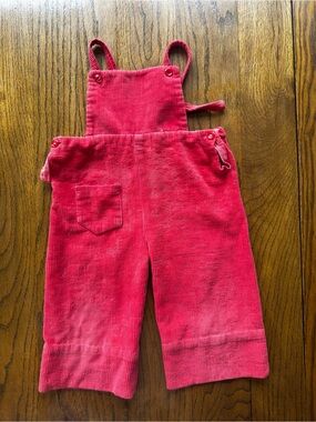 Vintage Corduroy Worn Overalls Hippie Boho One Piece Orange 12-18M